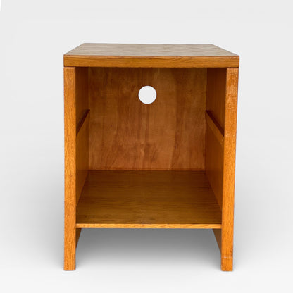 Versatile Solid Oak Pedestal Cabinet, Minimalist American Design, 30” High, Storage