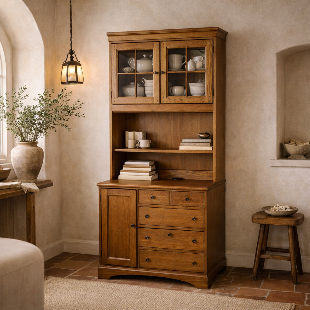 American Oak Executive Office Cabinet by Hooker Furniture with Built-In Power Panel, 1990s