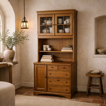 American Oak Executive Office Cabinet by Hooker Furniture with Built-In Power Panel, 1990s