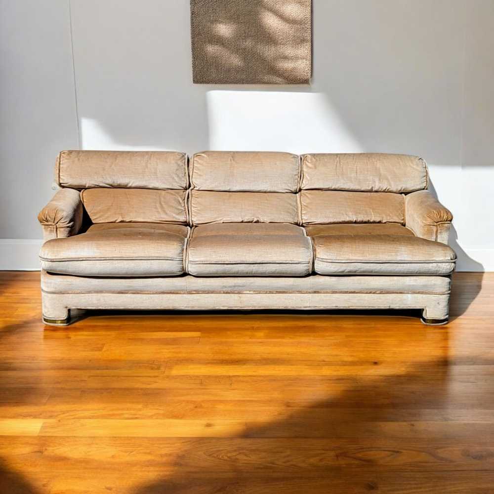 Drexel Heritage 1980s Velvet Sofa with Brass Accents — view 19 of 20