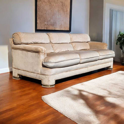 Drexel Heritage 1980s Velvet Sofa with Brass Accents — view 17 of 20