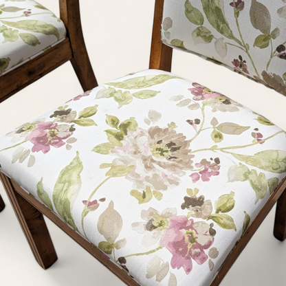 Set of Four Hollywood Regency Floral Upholstered Dining Chairs — view 3 of 14