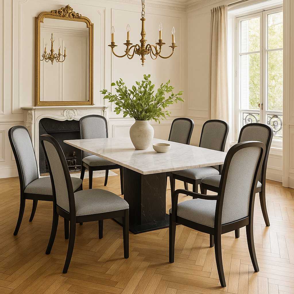 Set of six dining chairs
