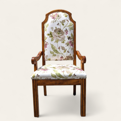 Set of Four Hollywood Regency Floral Upholstered Dining Chairs — view 13 of 14