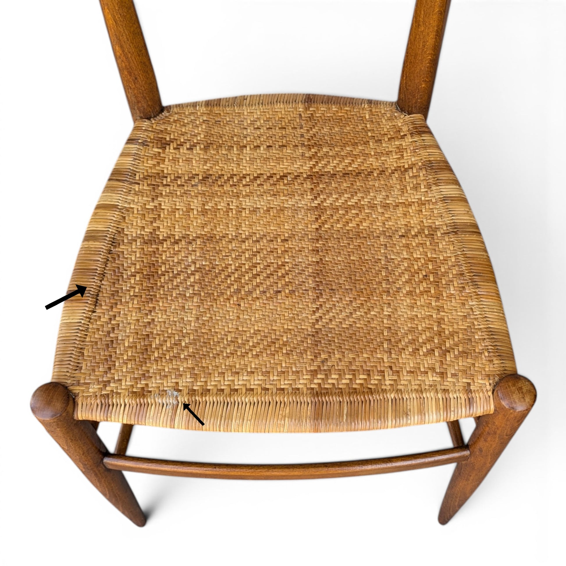 Pair Italian Chiavari Chairs Attributed Fratelli Podesta Campanino Rush Seat Mid Century Dining Chairs — view 4 of 16