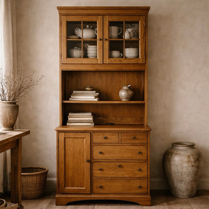 American Oak Executive Office Cabinet by Hooker Furniture with Built-In Power Panel, 1990s
