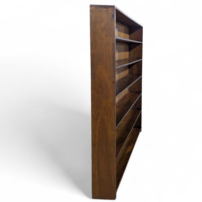 Vintage Pine Bookcase Tall Bookshelf, Narrow 5 Shelf Open Shelving Unit, Rustic Wood Display Storage Cabinet