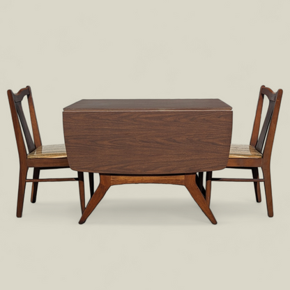 Vintage Dining Set, Drop Leaf Table, Six Chairs, Mid Century, MCM, Laminate, Wood, Unique, Kitchen