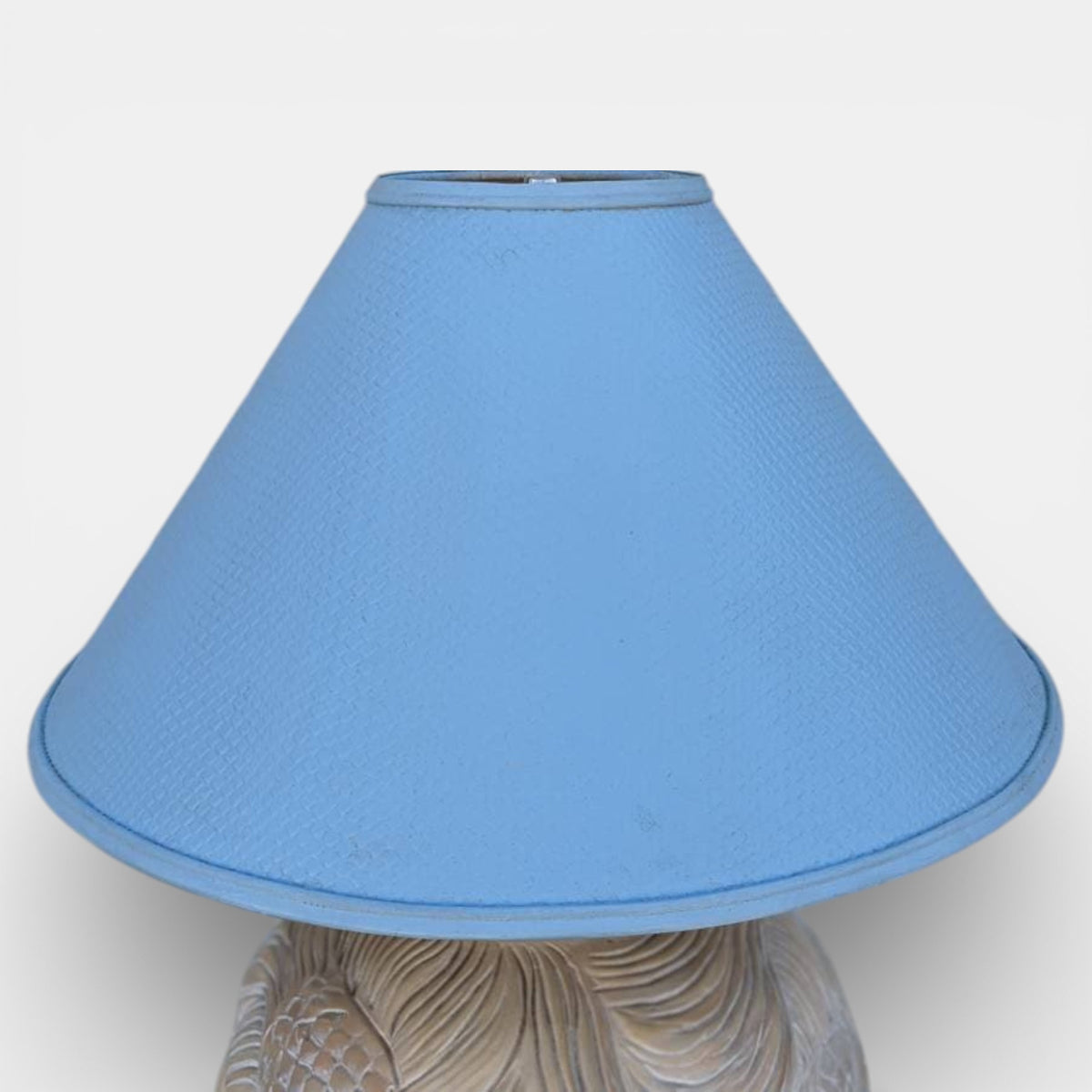 Vintage Postmodern Koi-Relief Table Lamp with Blue Shade — view 7 of 9