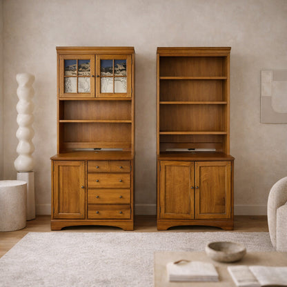 American Oak Executive Office Cabinet by Hooker Furniture with Built-In Power Panel, 1990s