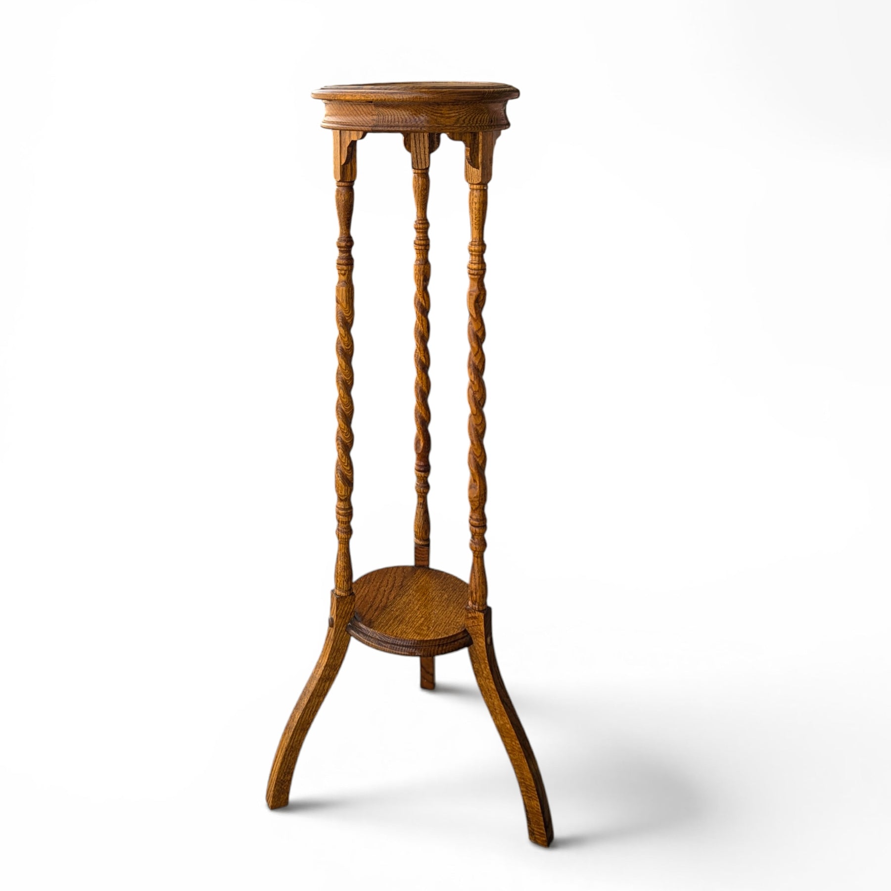 Barley Twist solid oak plant stand