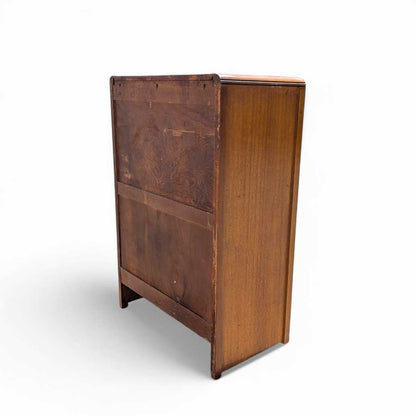 Art Deco Tallboy Waterfall Dresser – Vintage Wooden Dresser, Birds Eye Maple Drawers, Classic Storage Furniture