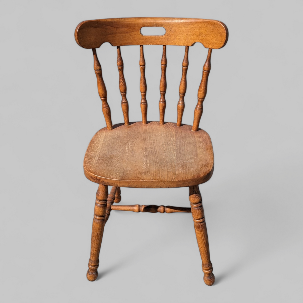 Vintage Ethan Allen Oak Spindle-Back Side Chair — view 4 of 10