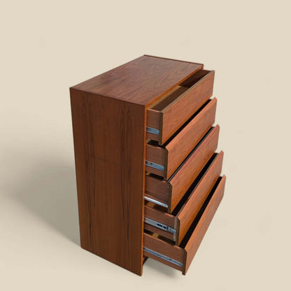 1960s Danish Modern Teak Five-Drawer Tallboy Dresser, Made in Denmark — view 12 [CBV1 IM0AA28QR54VCuTLu50N 12 a344d412-46a1-4fc0-a915-e7bebdad2e62.jpeg]