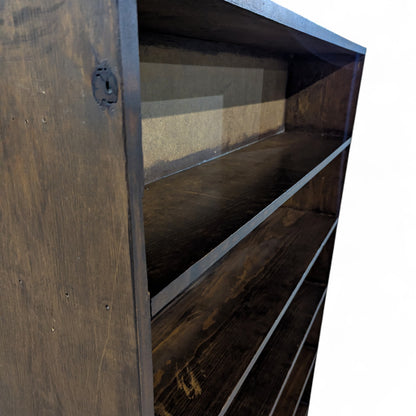 Vintage Pine Bookcase Tall Bookshelf, Narrow 5 Shelf Open Shelving Unit, Rustic Wood Display Storage Cabinet