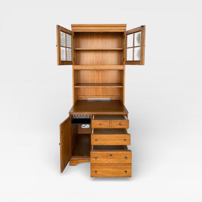 American Oak Executive Office Cabinet by Hooker Furniture with Built-In Power Panel, 1990s
