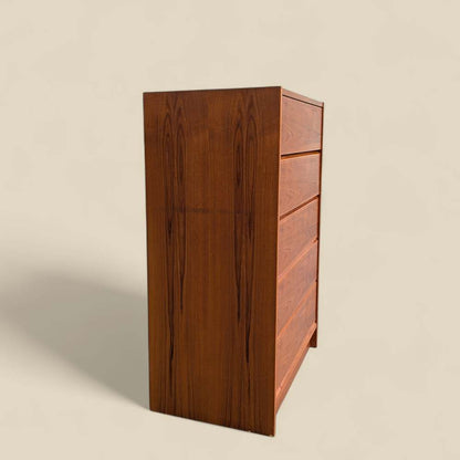 1960s Danish Modern Teak Five-Drawer Tallboy Dresser, Made in Denmark — view 7 [CBV1 IM0AA28QR54VCuTLu50N 07 a453708e-4740-415f-9a37-9e8fa9271276.jpeg]
