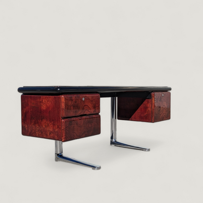 Vintage Desk, Warren Platner For Knoll, Steel, Oak, Mid Century, 1970s, Office, Executive Desk, MCM