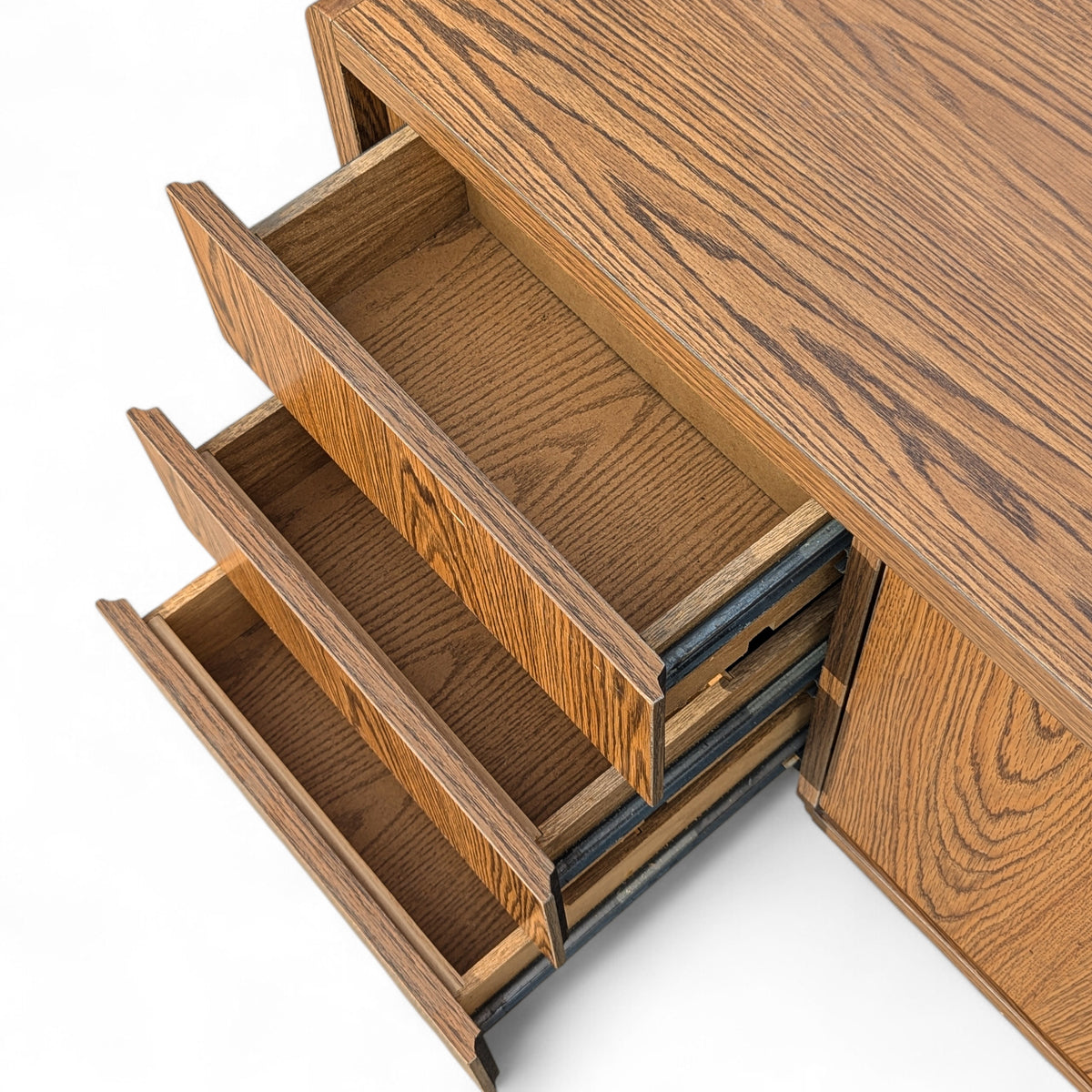 Mid-Century Faux-Oak Laminate Credenza and Sideboard — view 11