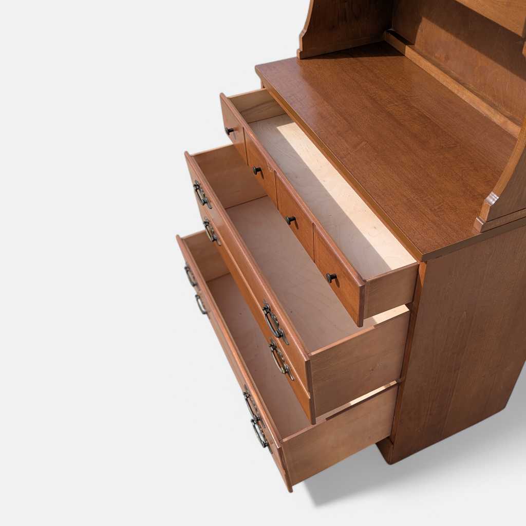 1960s Khoury Furniture Solid Wood Hutch Cabinet with Drawers — view 6 of 22