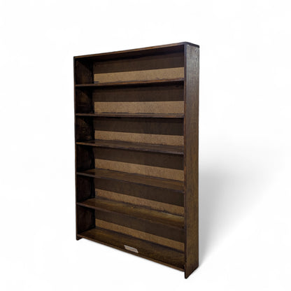 Vintage Pine Bookcase Tall Bookshelf, Narrow 5 Shelf Open Shelving Unit, Rustic Wood Display Storage Cabinet