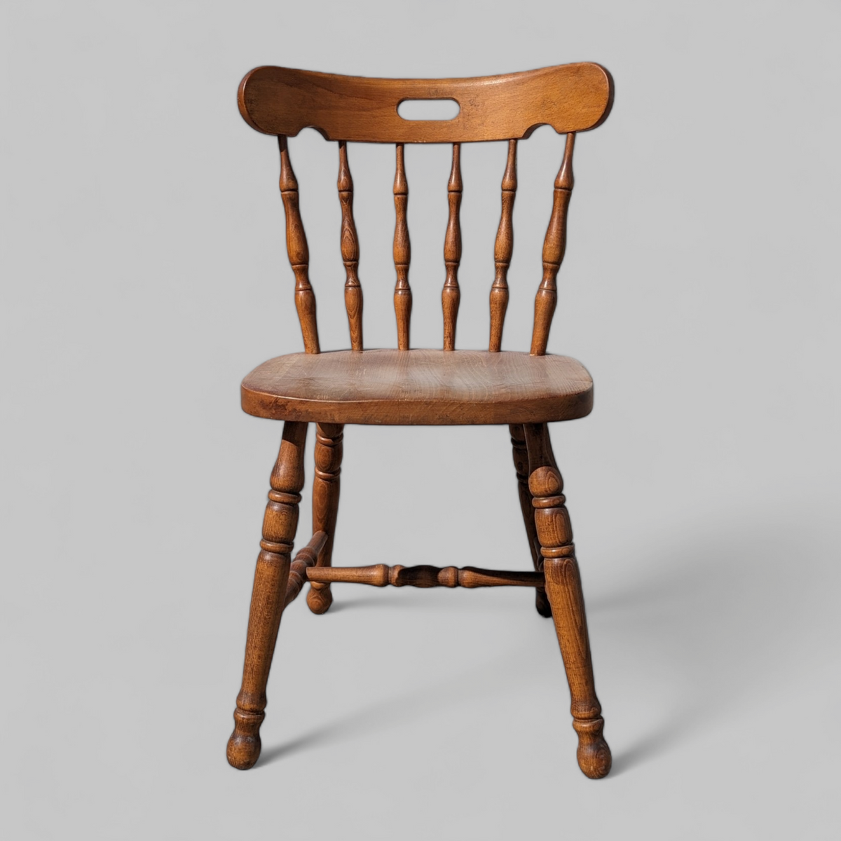 Vintage Ethan Allen Oak Spindle-Back Side Chair — view 7 of 10