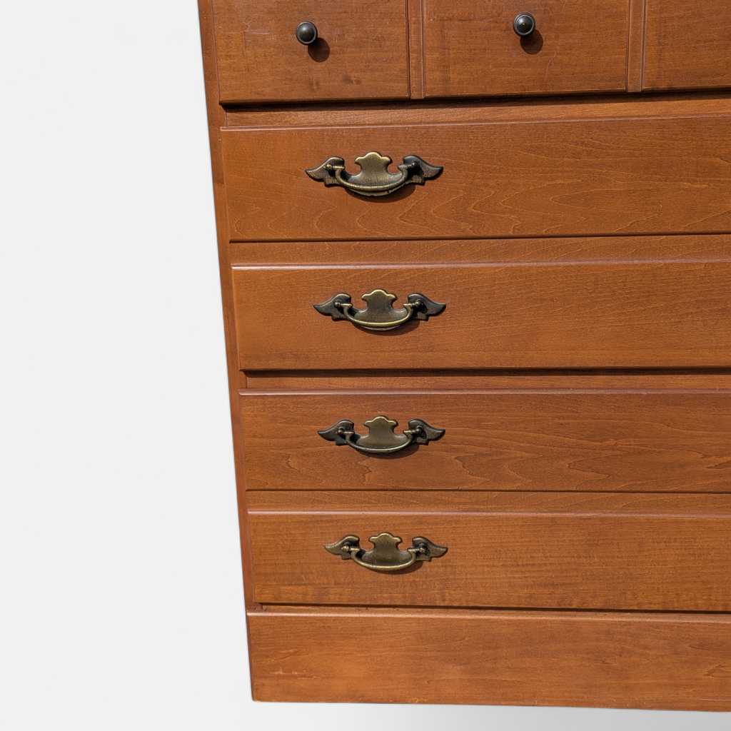 1960s Khoury Furniture Solid Wood Hutch Cabinet with Drawers — view 10 of 22