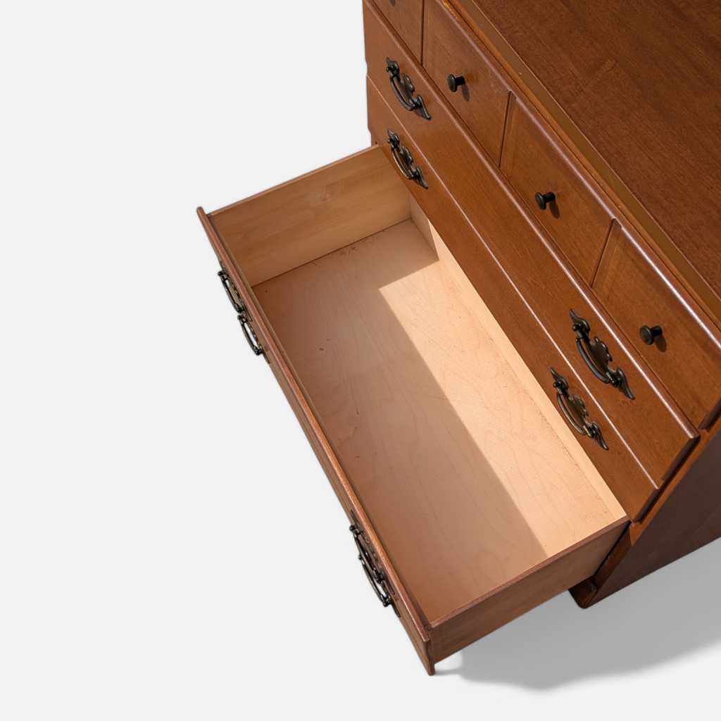 1960s Khoury Furniture Solid Wood Hutch Cabinet with Drawers — view 9 of 22