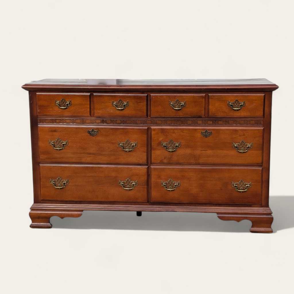 Vintage Stanley Furniture Six-Drawer Wood Lowboy Dresser — view 4 [CBV1 lOsjRhI4ZrDK2Y5waA25 04 b50afe97-11f7-4071-9e59-f35c3a675b68.jpeg]