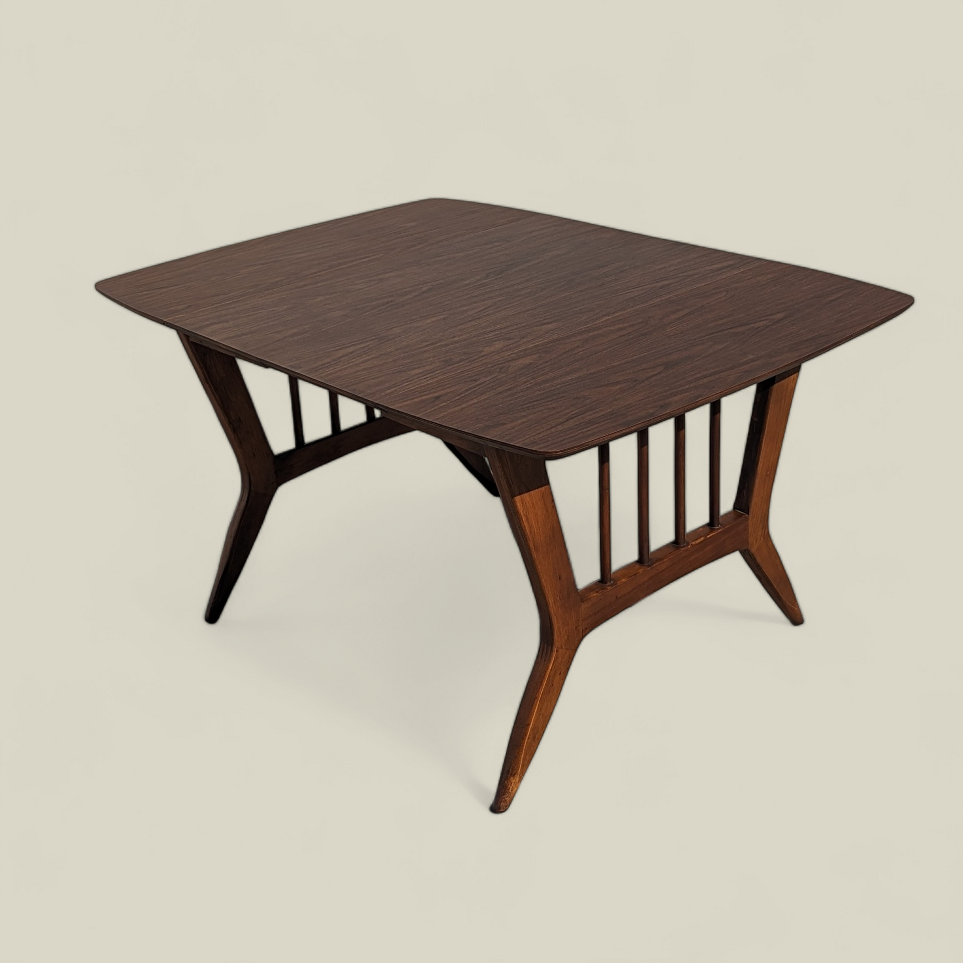 Vintage Dining Set, Drop Leaf Table, Six Chairs, Mid Century, MCM, Laminate, Wood, Unique, Kitchen