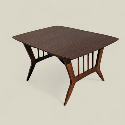 Vintage Dining Set, Drop Leaf Table, Six Chairs, Mid Century, MCM, Laminate, Wood, Unique, Kitchen