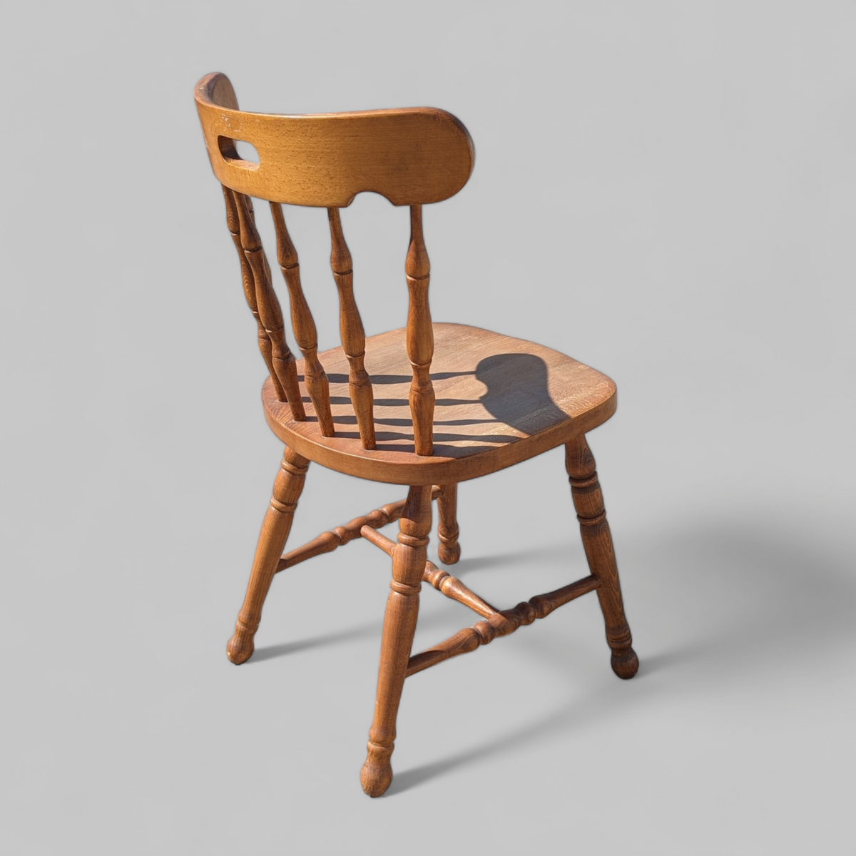 Vintage Ethan Allen Oak Spindle-Back Side Chair — view 8 of 10