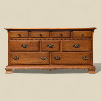 Ethan Allen Early American Solid Maple and Birch Nine-Drawer Dresser with Mirror — view 17 of 23