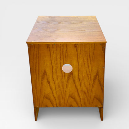Versatile Solid Oak Pedestal Cabinet, Minimalist American Design, 30” High, Storage