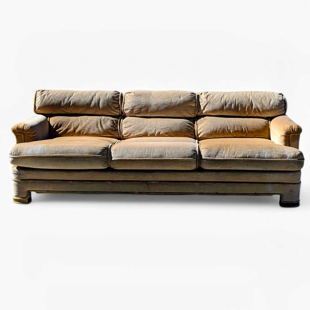 Drexel Heritage 1980s Velvet Sofa with Brass Accents — view 15 of 20