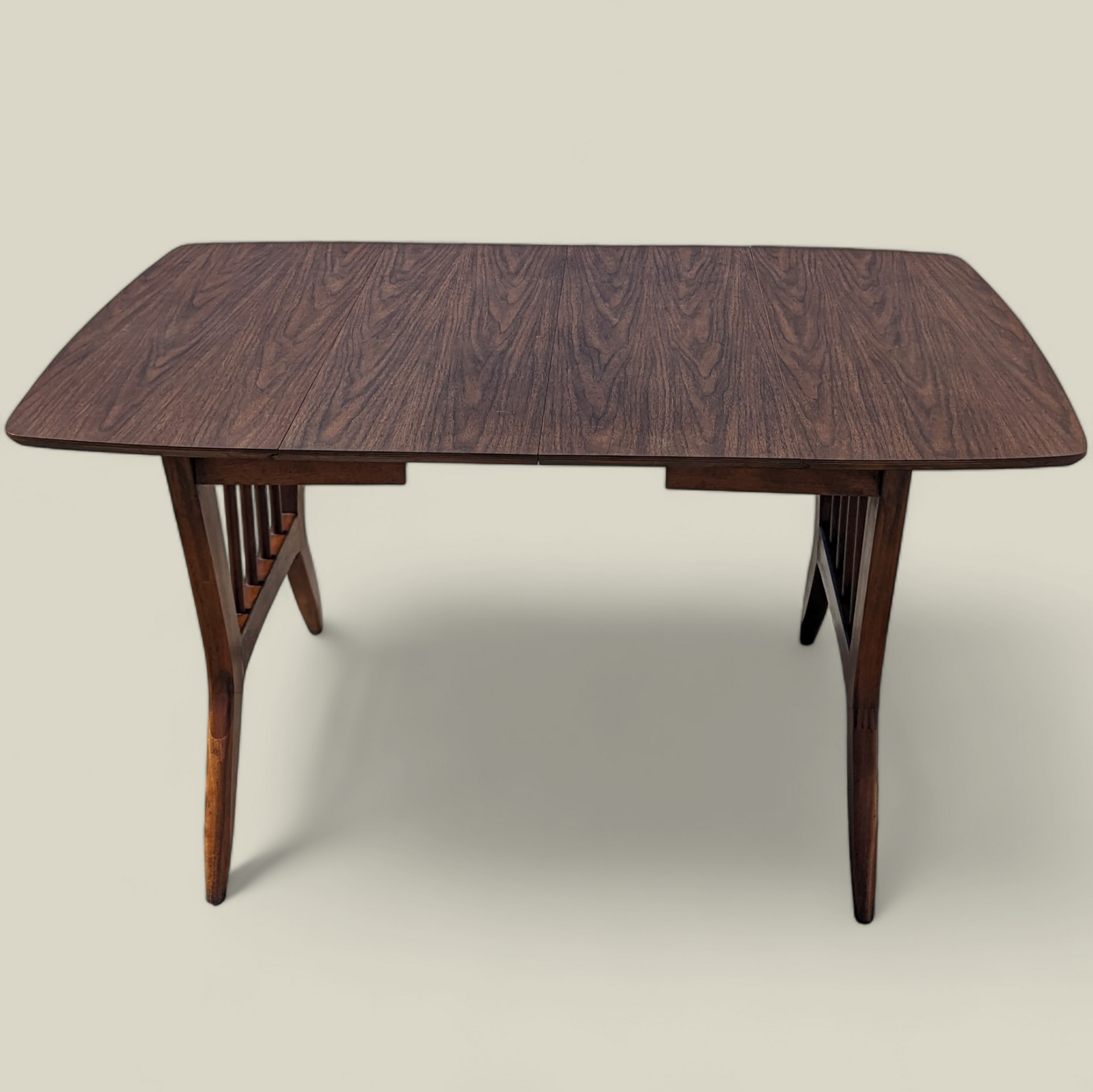 Vintage Dining Set, Drop Leaf Table, Six Chairs, Mid Century, MCM, Laminate, Wood, Unique, Kitchen