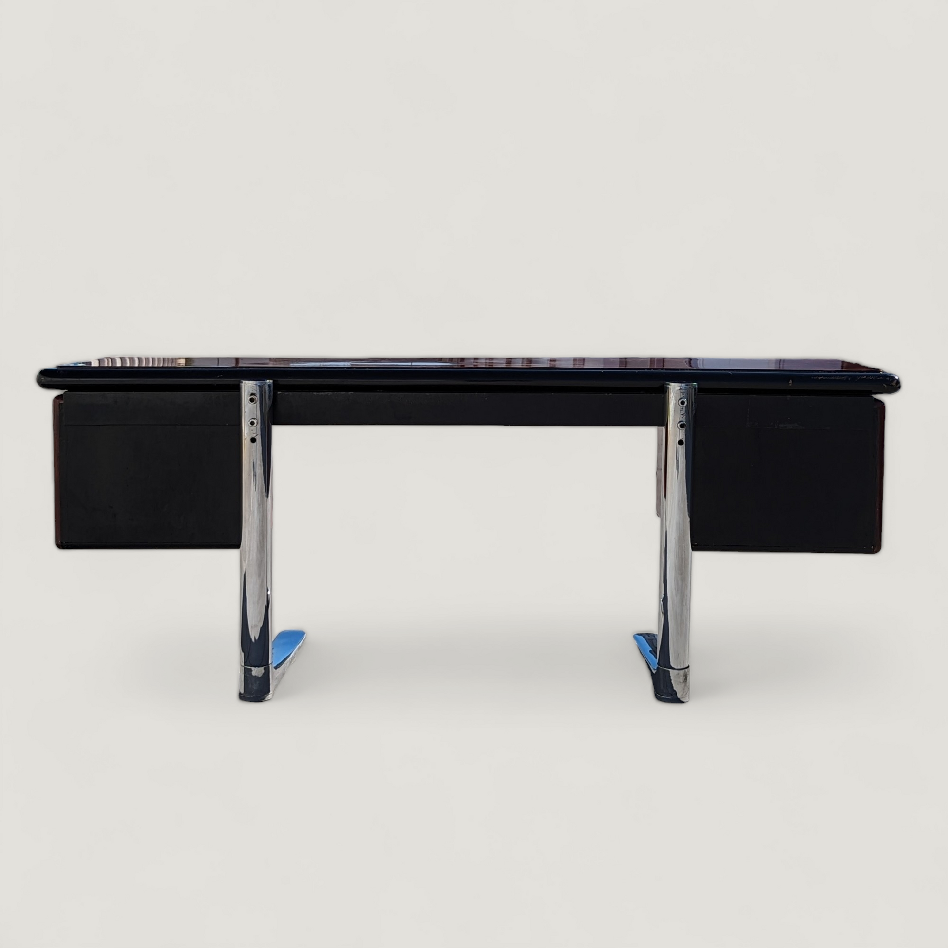 Vintage Desk, Warren Platner For Knoll, Steel, Oak, Mid Century, 1970s, Office, Executive Desk, MCM — view 16 of 16