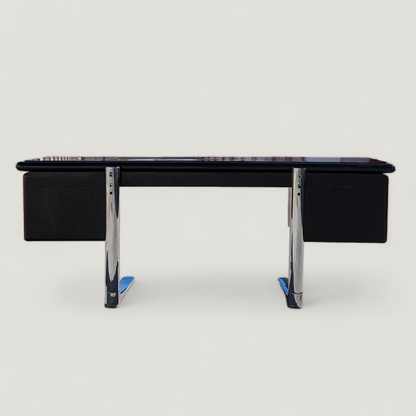 Vintage Desk, Warren Platner For Knoll, Steel, Oak, Mid Century, 1970s, Office, Executive Desk, MCM