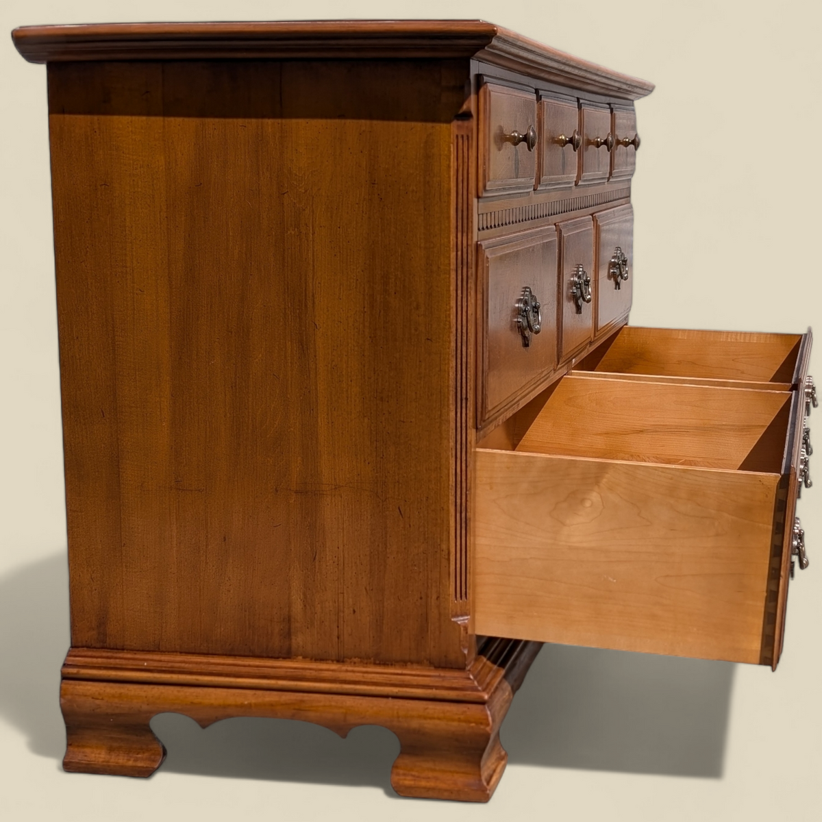 Ethan Allen Early American Solid Maple and Birch Nine-Drawer Dresser with Mirror — view 12 of 23