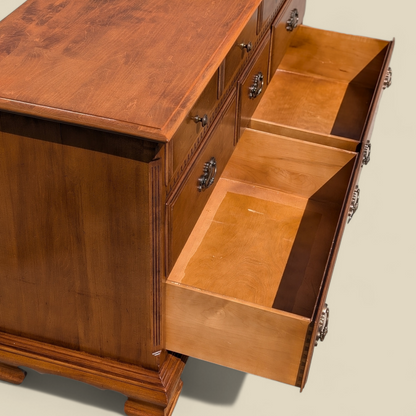 Ethan Allen Early American Solid Maple and Birch Nine-Drawer Dresser with Mirror — view 6 of 23