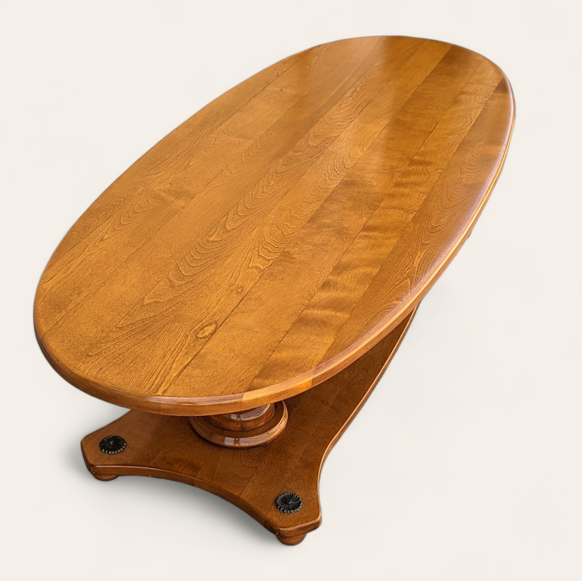 Vintage Solid Maple Surfboard Coffee Table with Sculptural Base — view 2 of 23