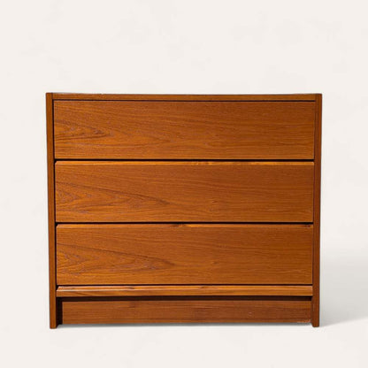 1960s Petite Danish Modern Teak Three-Drawer Dresser or Nightstand — view 4 [CBV1 YQyx1tG2HRNj593MAuPo 04 d1df19e5-e43a-4ec3-b108-2305e5a717e9.jpeg]