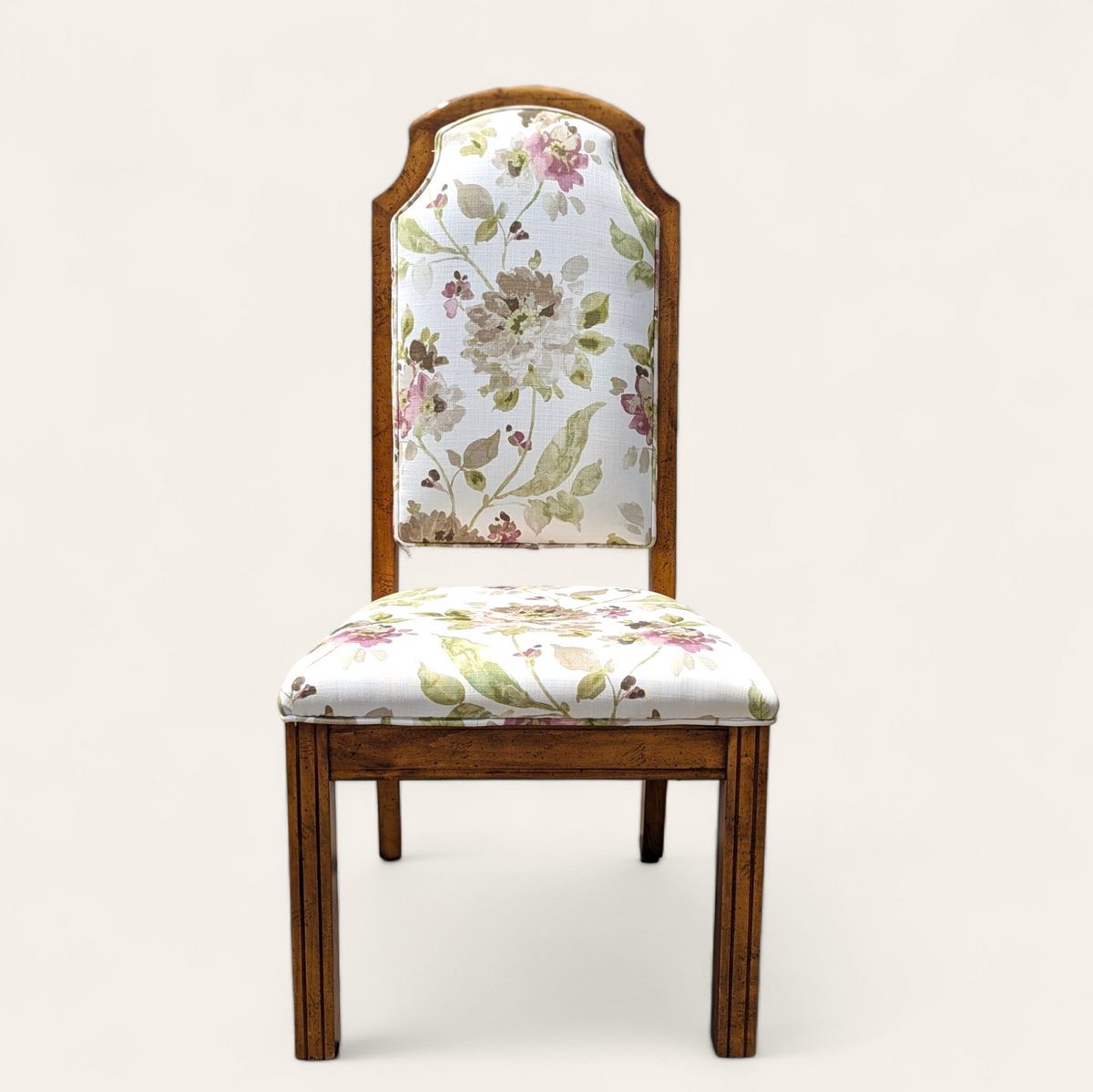 Set of Four Hollywood Regency Floral Upholstered Dining Chairs — view 10 of 14