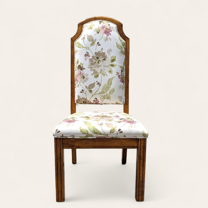 Set of Four Hollywood Regency Floral Upholstered Dining Chairs — view 10 of 14
