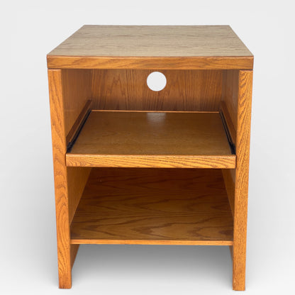 Late 20th Century Solid Oak Media Cabinet with Pull-Out Shelf, American Modern
