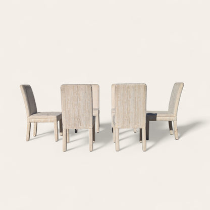 Set of Six 1980s Postmodern Sculptural Dining Chairs in Textured Cream Fabric — view 10 [CBV1 EYTrsF5VkReaS9GORcdf 10 d91e49f3-050a-4dfc-a976-482a799c6d2b.jpeg]