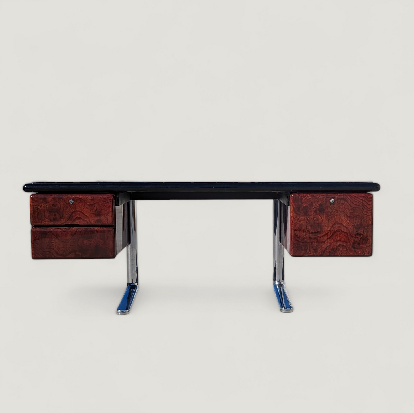 Vintage Desk, Warren Platner For Knoll, Steel, Oak, Mid Century, 1970s, Office, Executive Desk, MCM