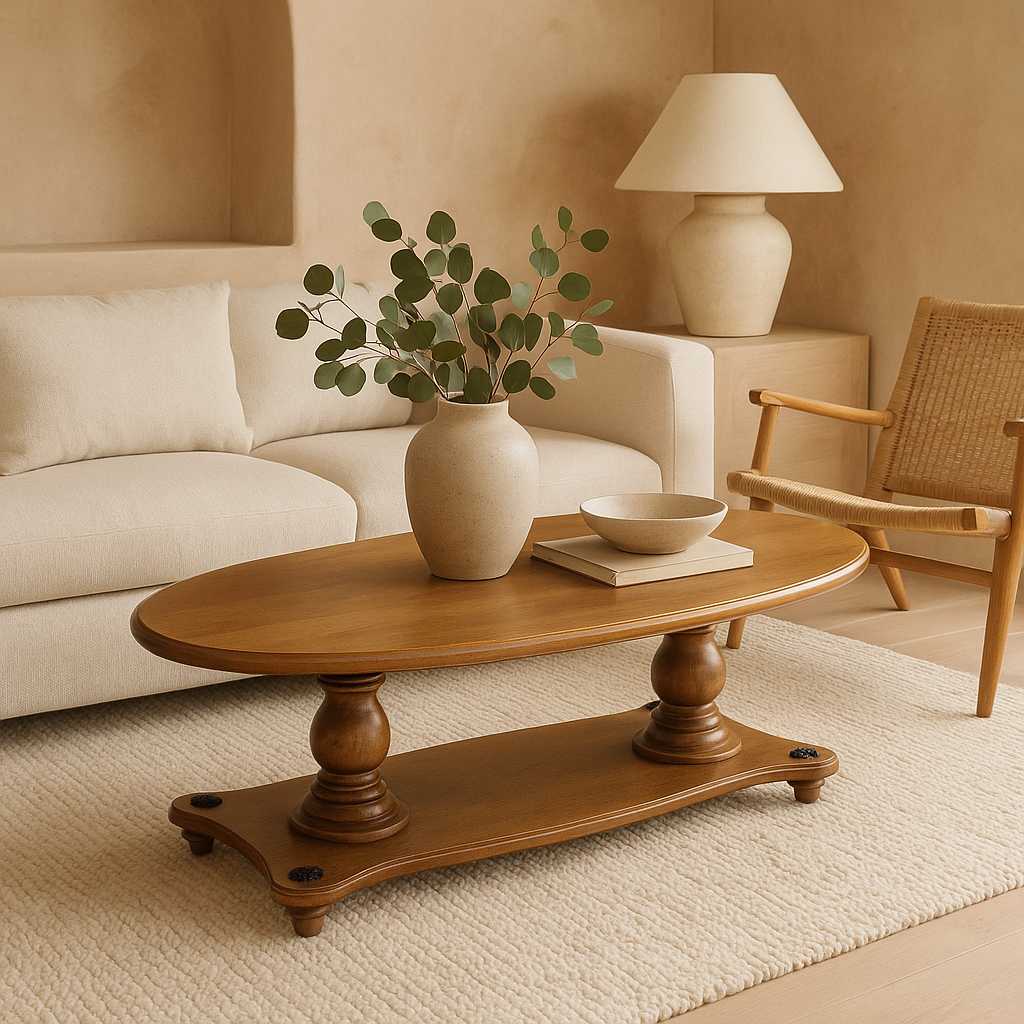 Vintage Solid Maple Surfboard Coffee Table with Sculptural Base — view 9 of 23