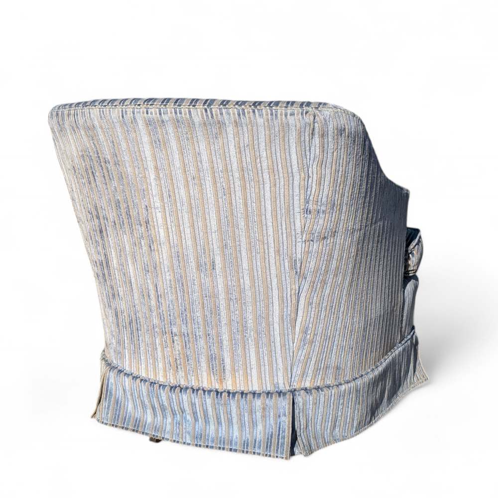 Vintage Blue Striped Velvet Swivel Lounge Chair, Late 20th Century — view 11 [CBV1 seDmQfmh8PmeMMHyzQFC 11 de444b9a-10a3-460c-a35e-b7156f57cf7a.jpeg]
