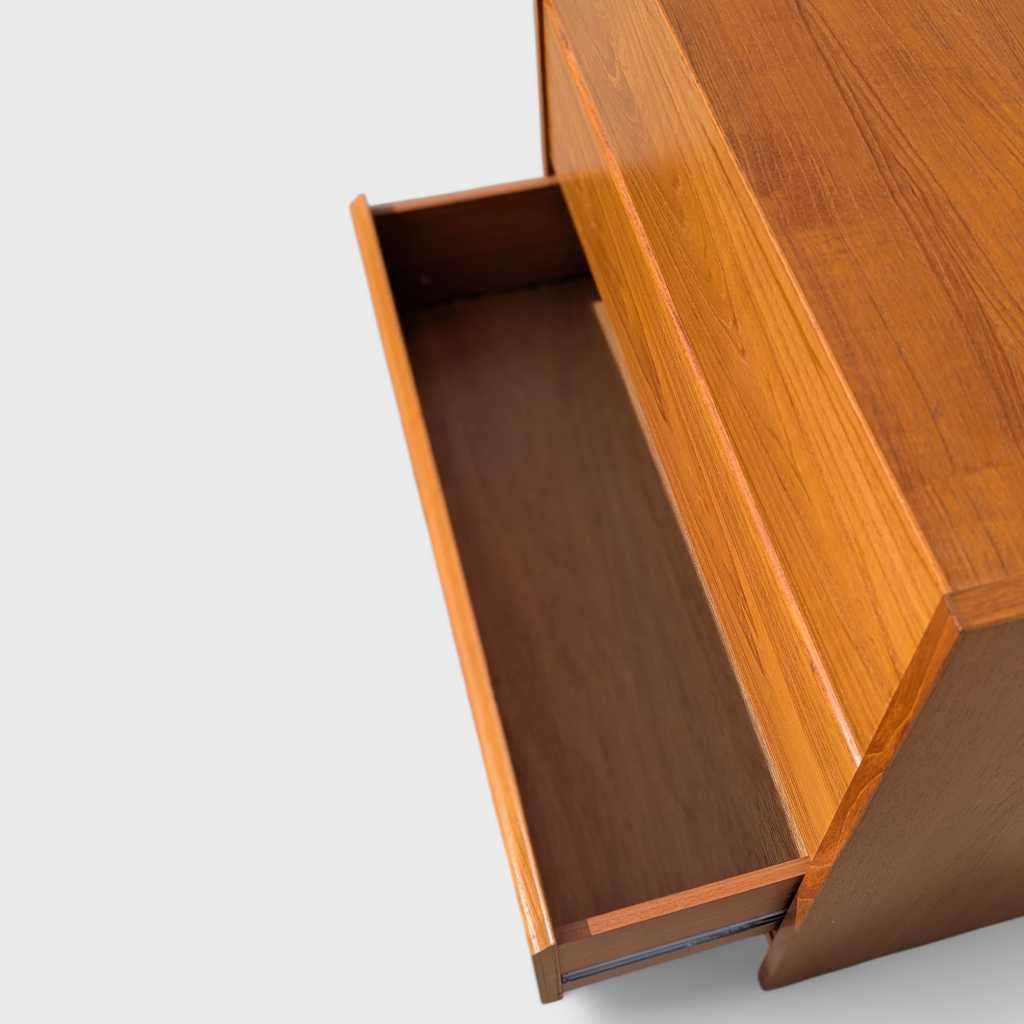 Petite Danish Modern Teak Three-Drawer Dresser or Nightstand — view 11 [CBV1 iOQGNgv78JjoM6W4YOFQ 11 dfea6b45-a4f8-4f86-876d-710d121adf2a.jpeg]